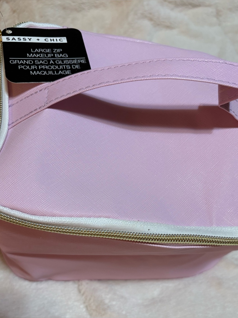 Large Lavender Makeup/Carry Bag with Handle All around zip